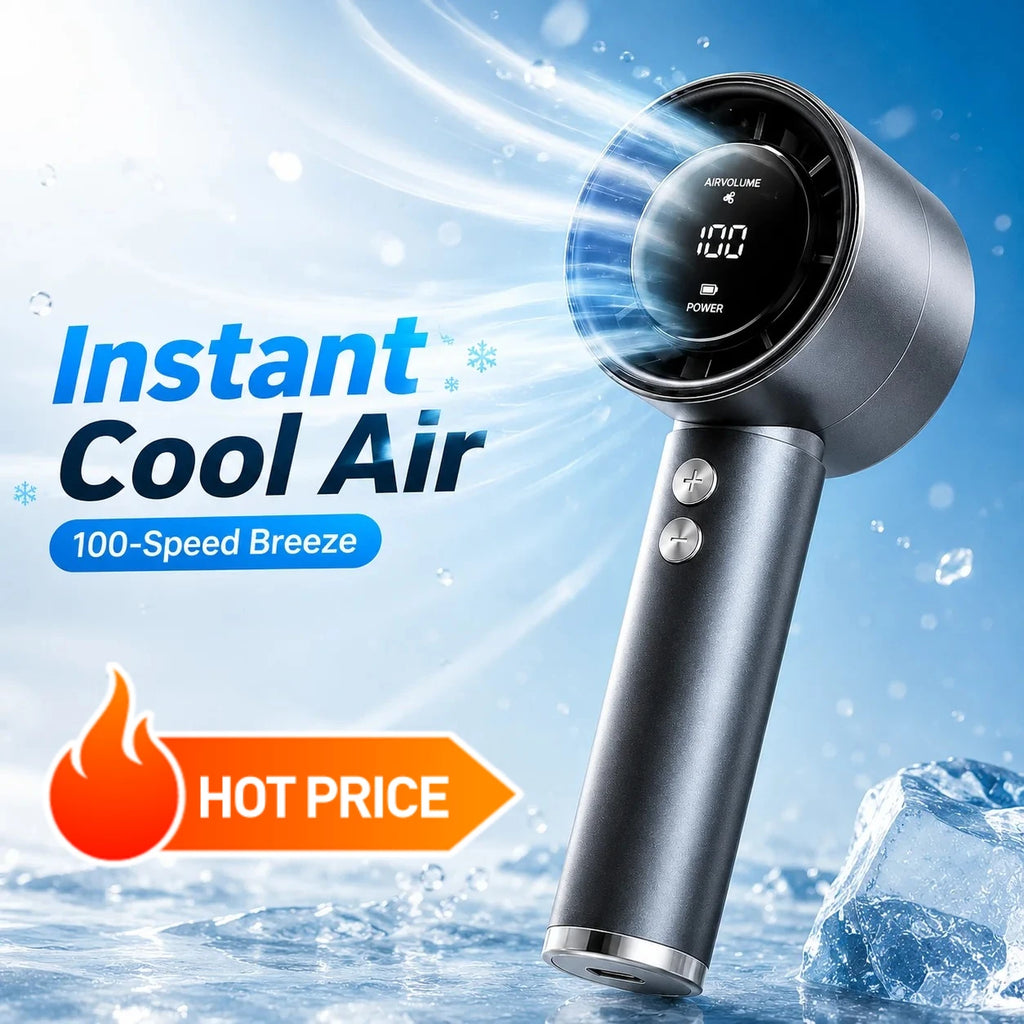 Portable Rechargeable Handheld Fan with LED Display